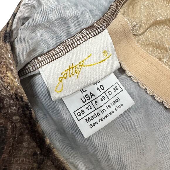 Vintage 90s Gottex Shiny Snakeskin Print One Piece Swimsuit 10 High Cut Low Back - Picture 6 of 8